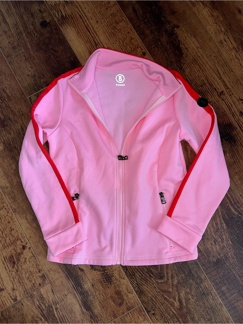 Bogner Pink Red Full Zip Track Jacket Pockets Girls Size Large Softshell